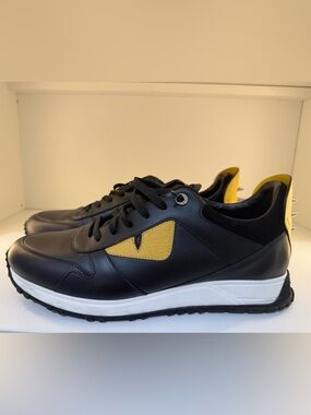 Fendi Black & Yellow Men's Leather Sneaker